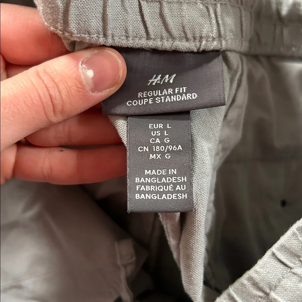 H&M Men’s Linen Blend Trousers Gray Size Large